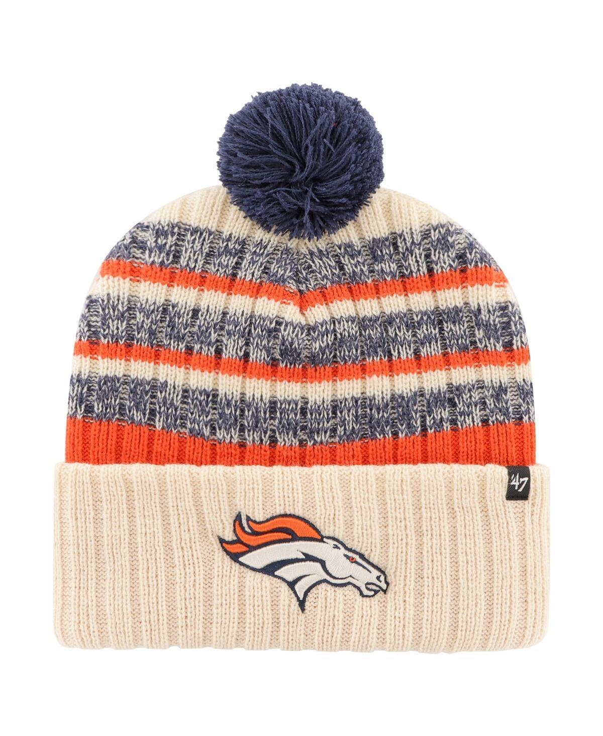 Mens 47 Brand Cream Denver Broncos Tavern Cuffed Knit Hat with Pom Product Image