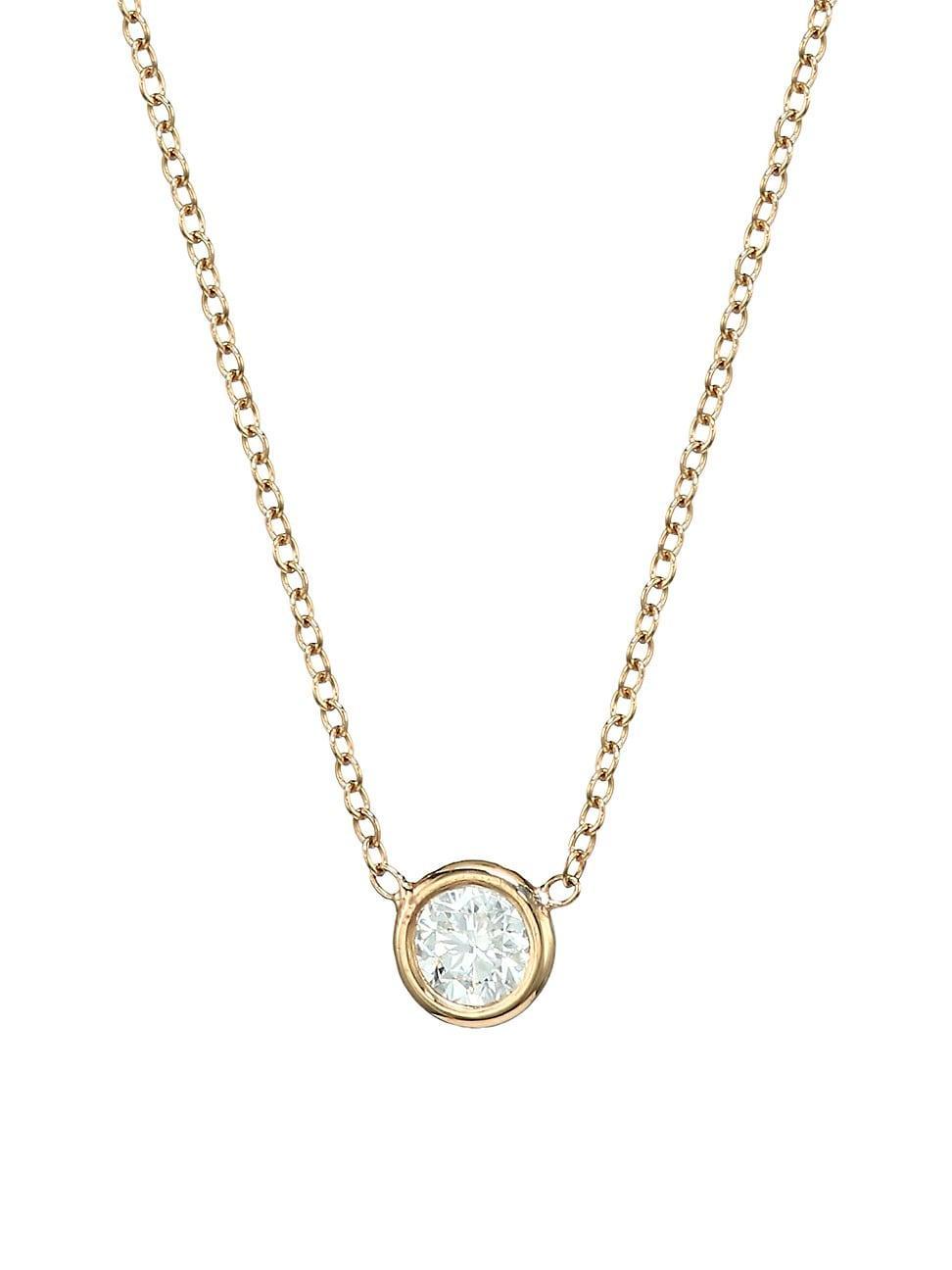 Womens Paris 14K Yellow Gold & Diamond Pendant Necklace Product Image