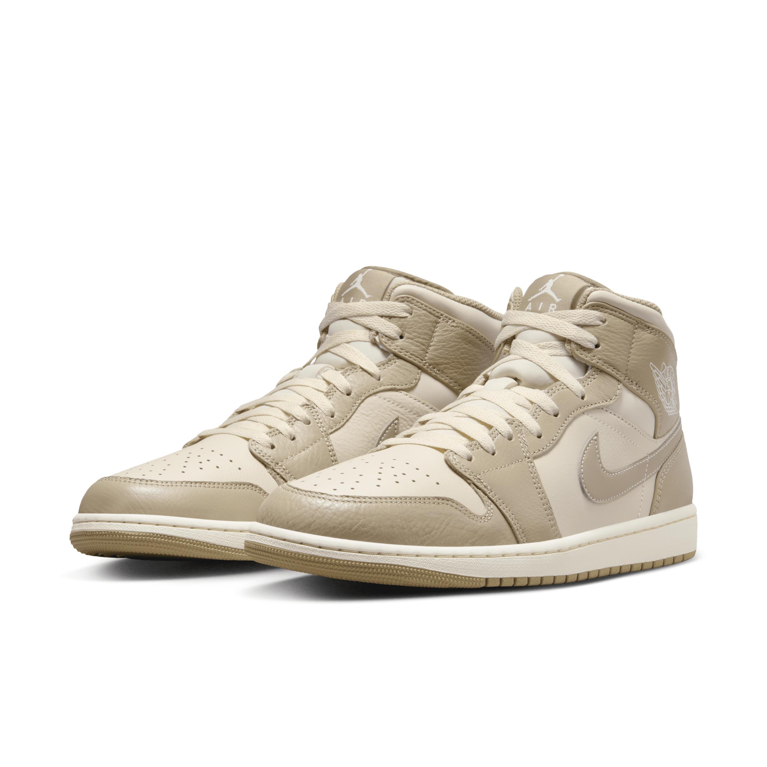 Jordan Mens Jordan AJ 1 Mid SE Poolside - Mens Basketball Shoes Bone/Khaki/Pink Product Image