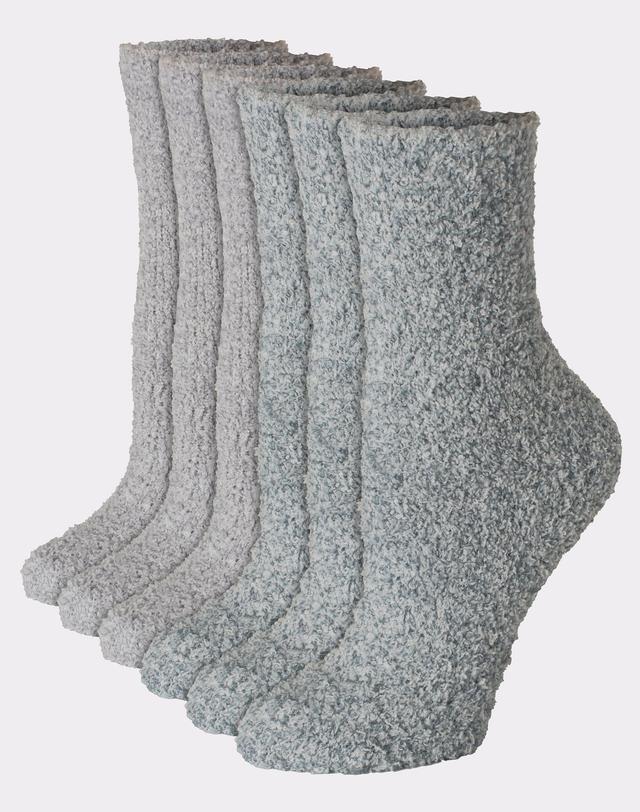 Hanes Womens Cozy Crew Socks, 6-Pairs Black/Grey Solid Assortment 5-9 Product Image