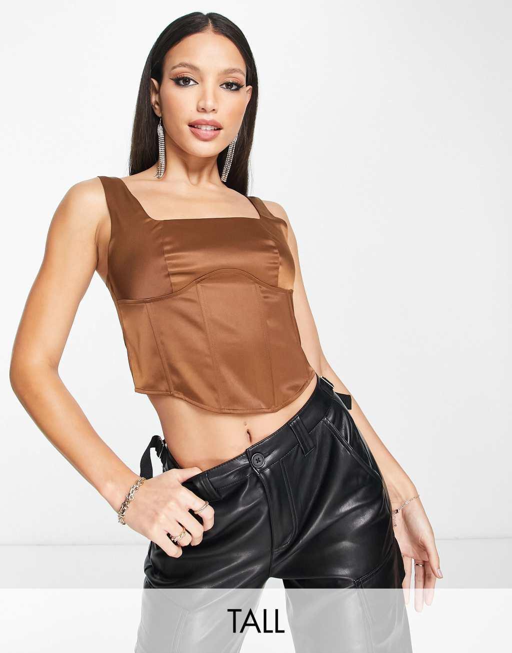 Lola May Tall satin corset crop top Product Image