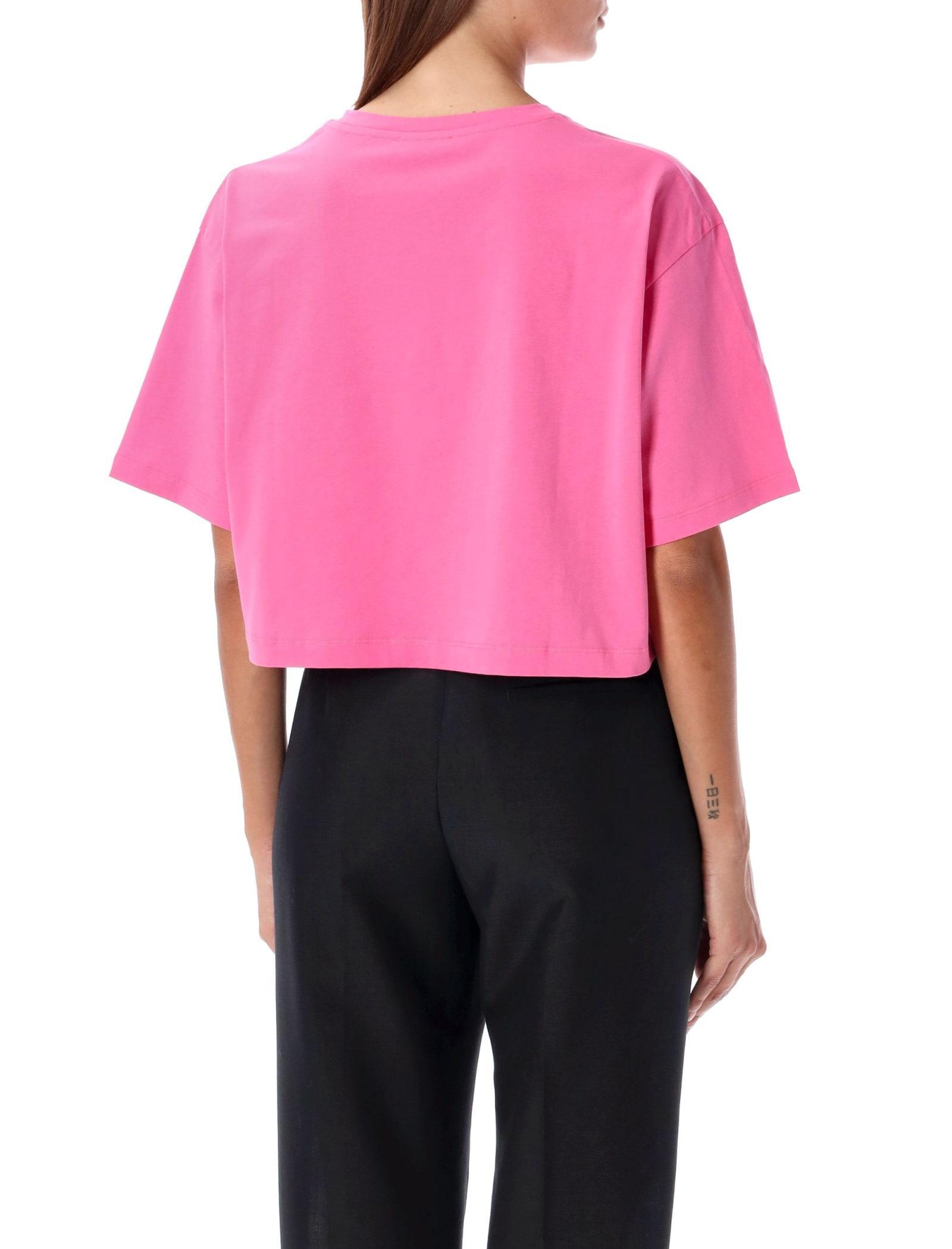 Logo-print Cropped T-shirt In Pink Product Image