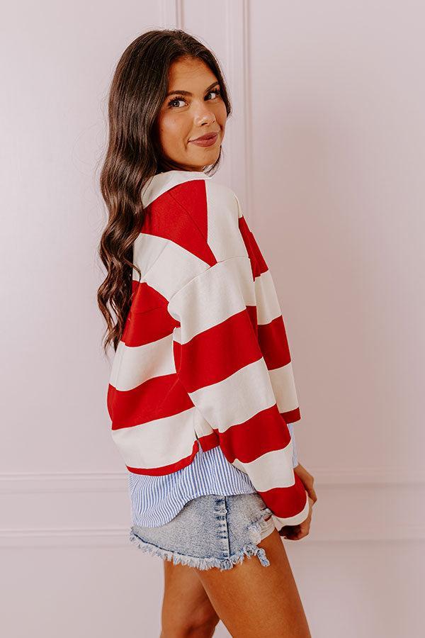 Stripe This Way Top In Red Product Image