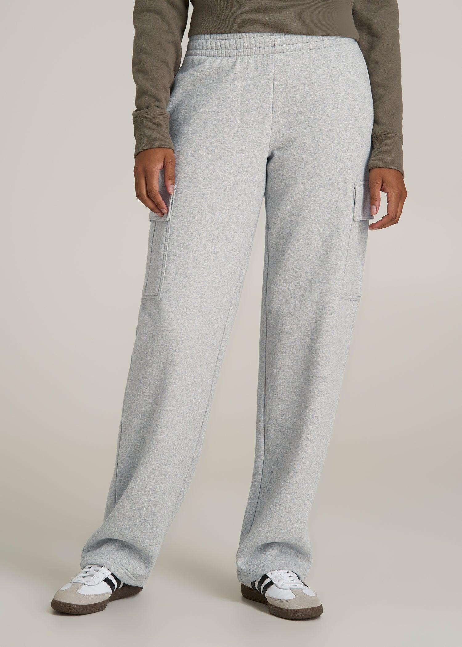 Mid Rise Cargo Fleece Sweatpants for Tall Women in Grey Mix product image