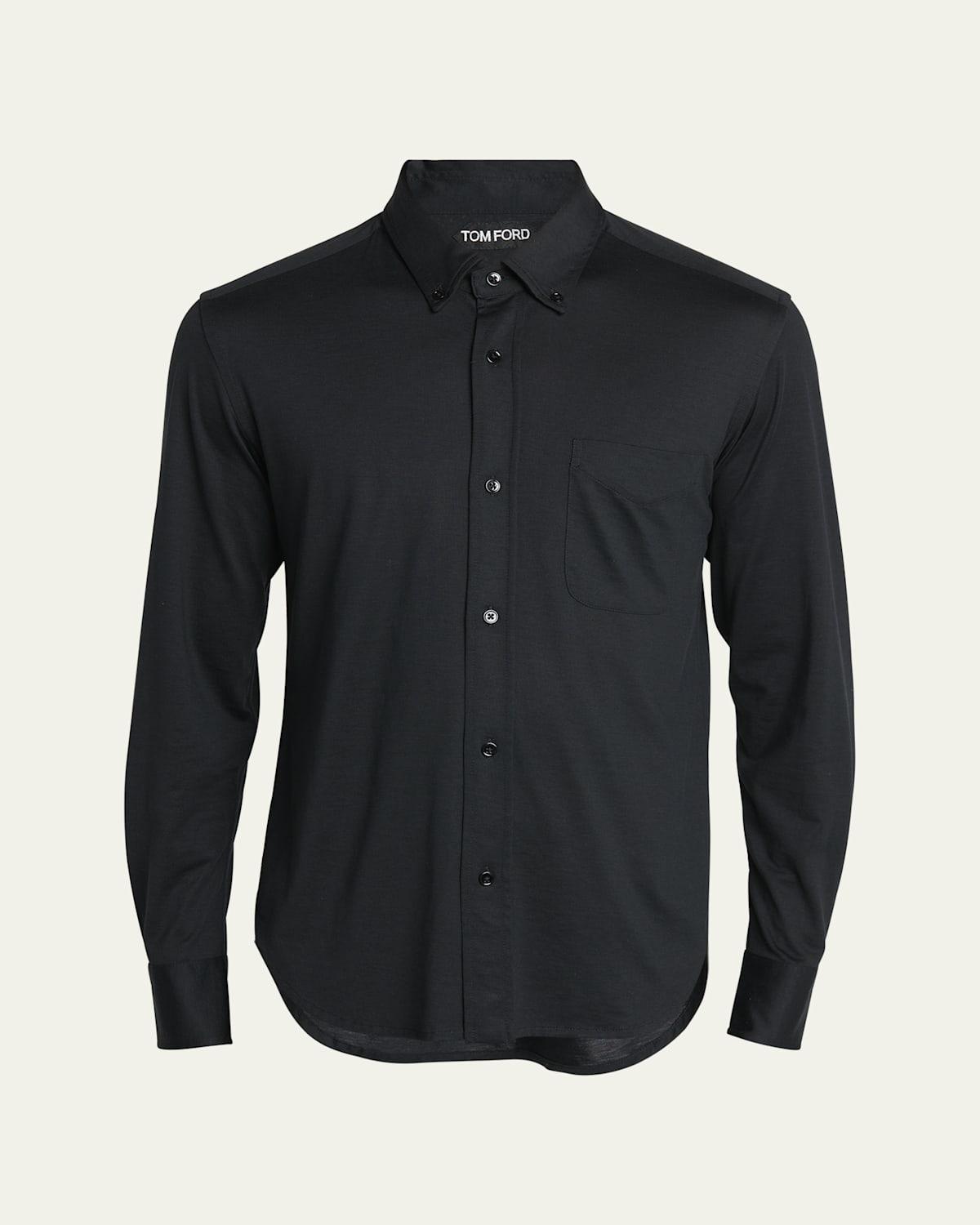 Mens Silk-Cotton Casual Button-Down Shirt Product Image