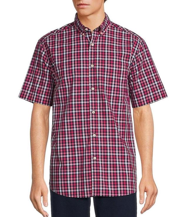 Roundtree & Yorke Short Sleeve Medium Plaid Poplin Sport Shirt Product Image