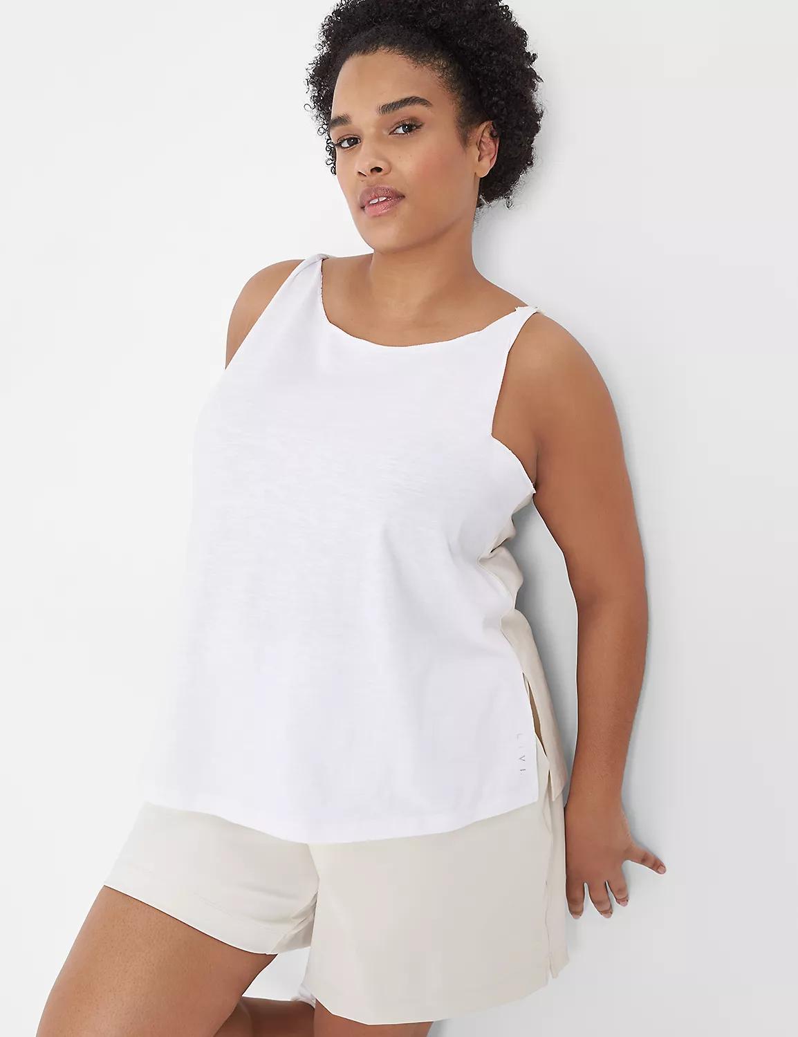 Lane Bryant Livi Boatneck Twist-Shoulder Tank 14/16 White Product Image