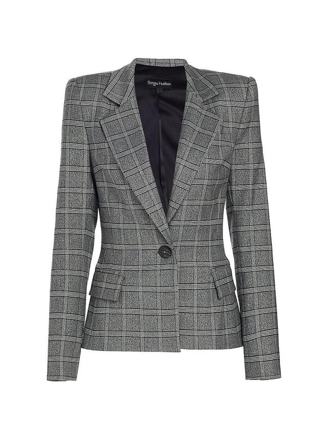 Womens Wool-Blend Windowpane Plaid Jacket Product Image