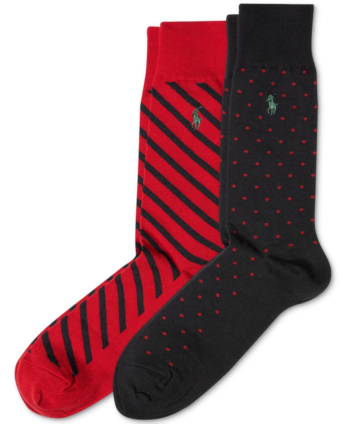 Polo Ralph Lauren Mens Dot & Stripe Slack Socks, 2-Pack Product Image