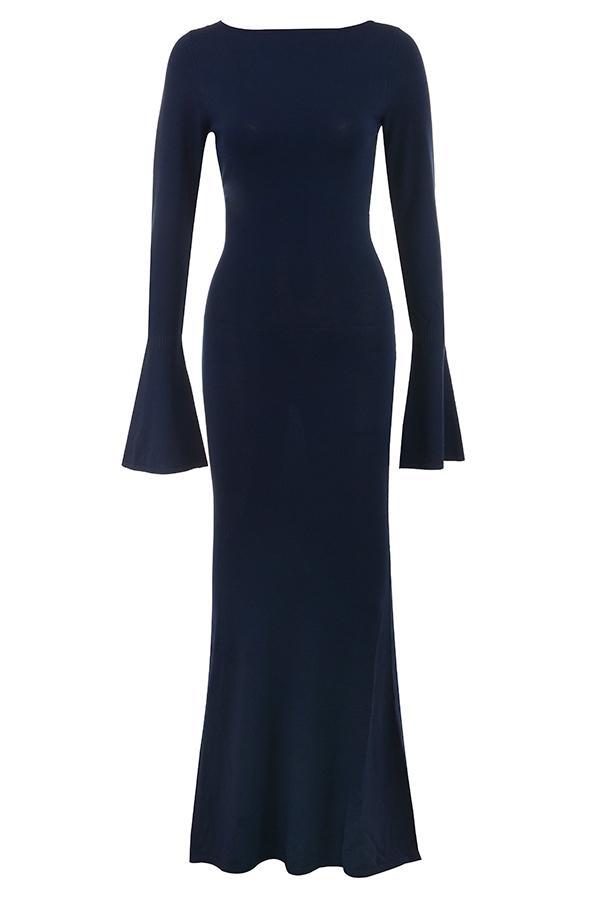 Christiane Midnight Blue Silky Knit Maxi Dress Product Image