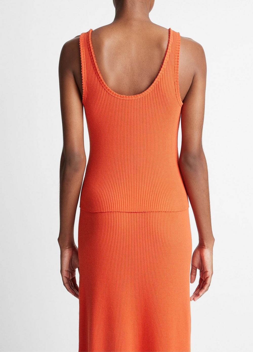 Raw-Edge Ribbed Scoop-Neck Tank Product Image