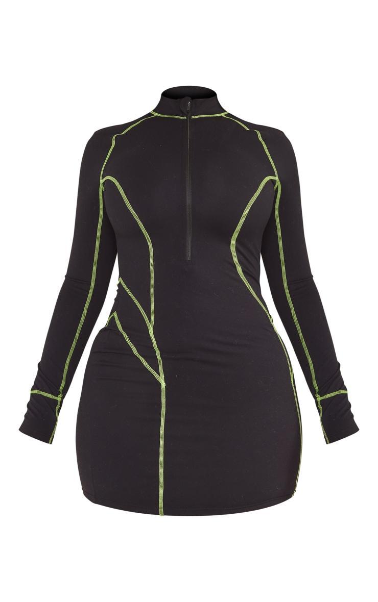 Shape Black Soft Seamless Contrast Long Sleeve Bodycon Dress Product Image