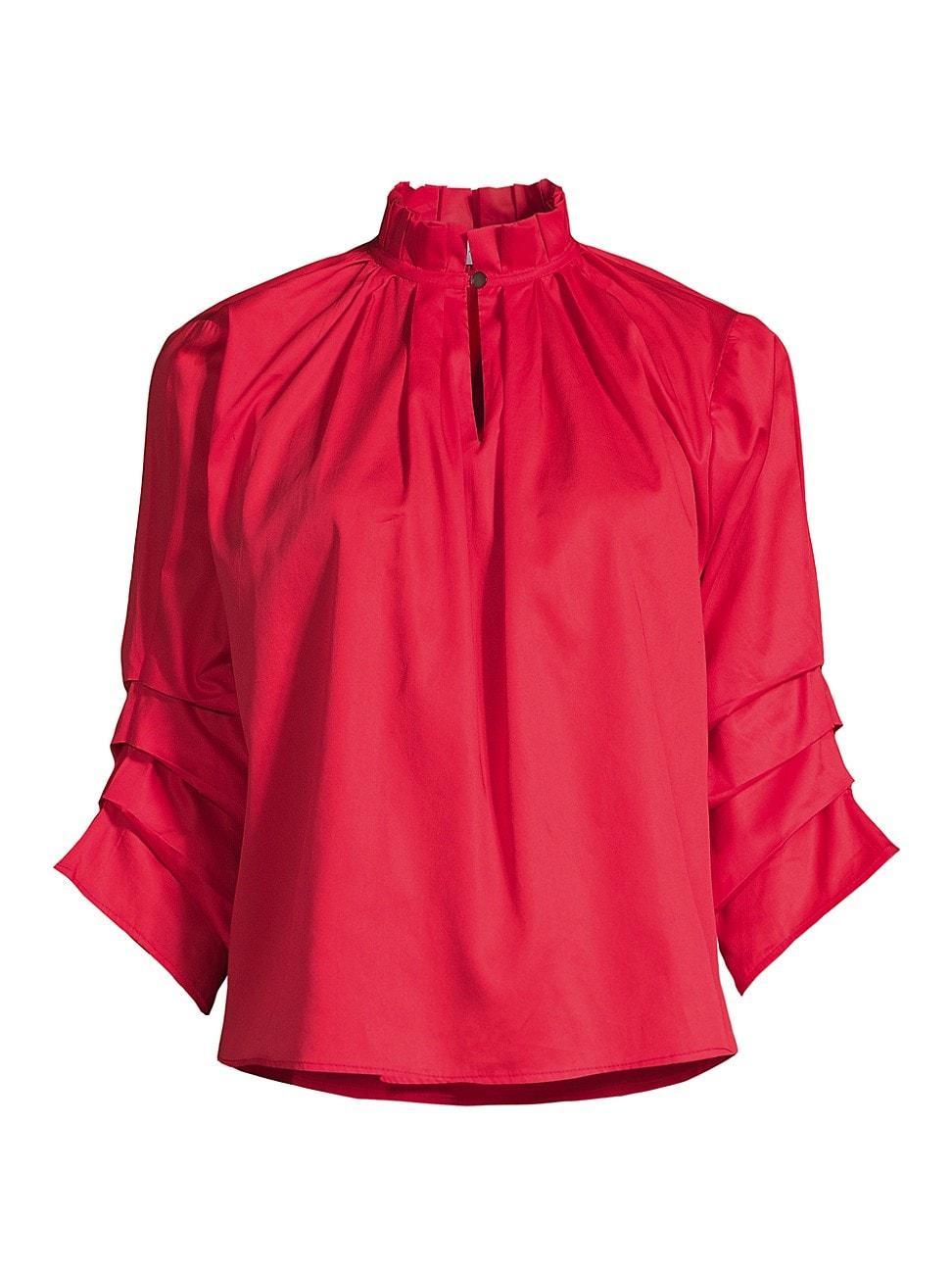 Kieran Ruched-Sleeve Cotton Blouse Product Image