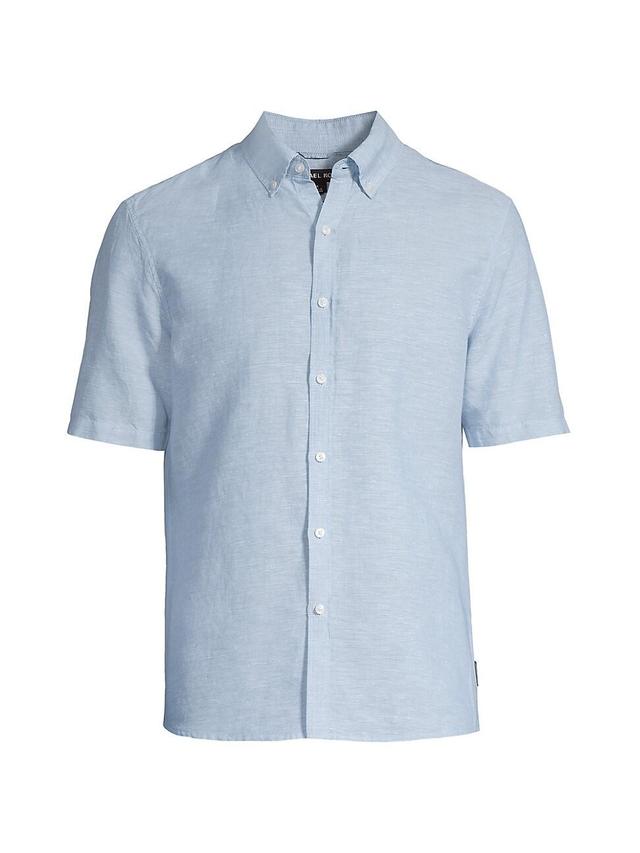 Mens Linen-Blend Button-Down Slim-Fit Shirt Product Image