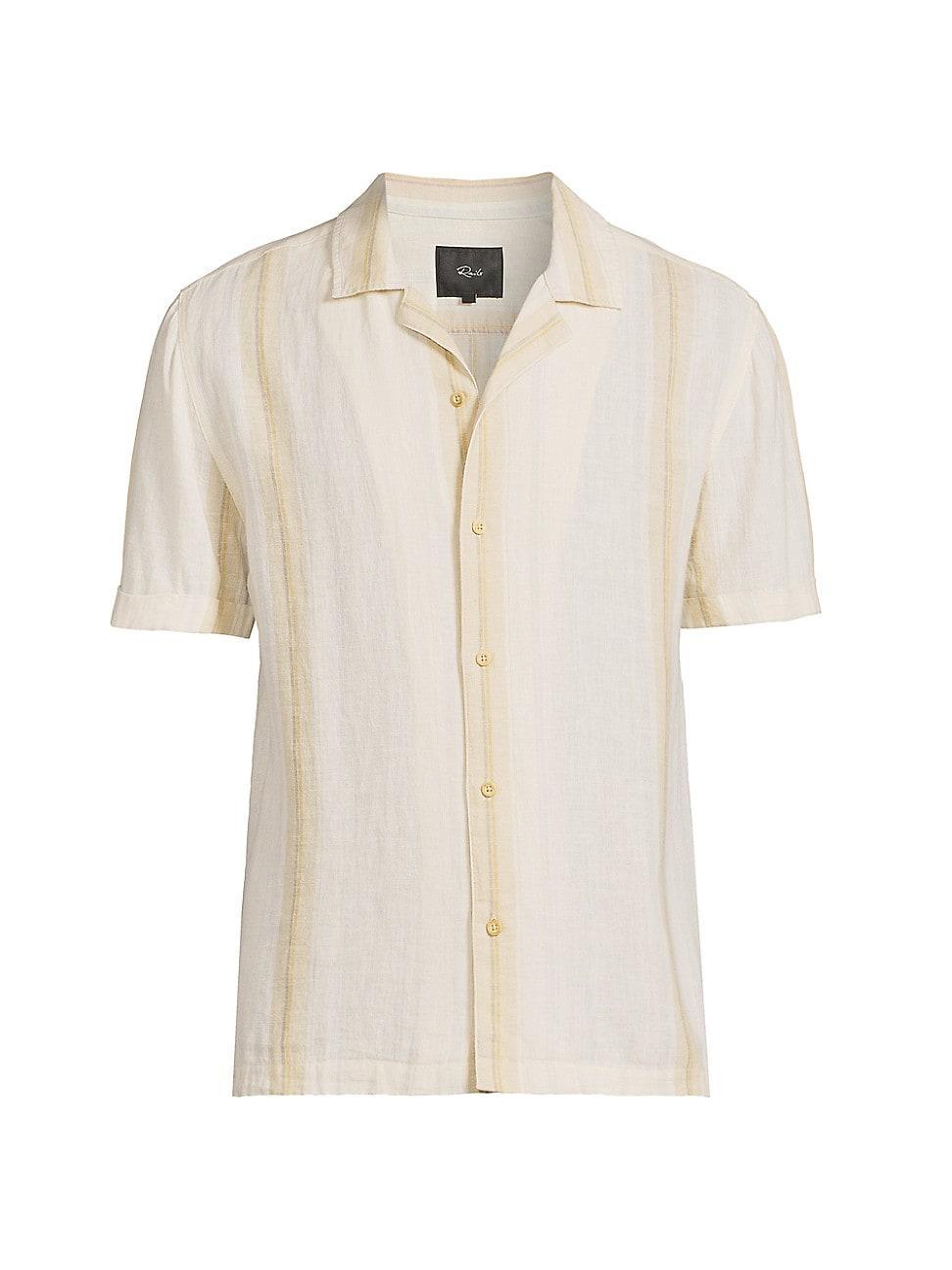 Mens Amalfi Striped Linen-Blend Camp Shirt Product Image