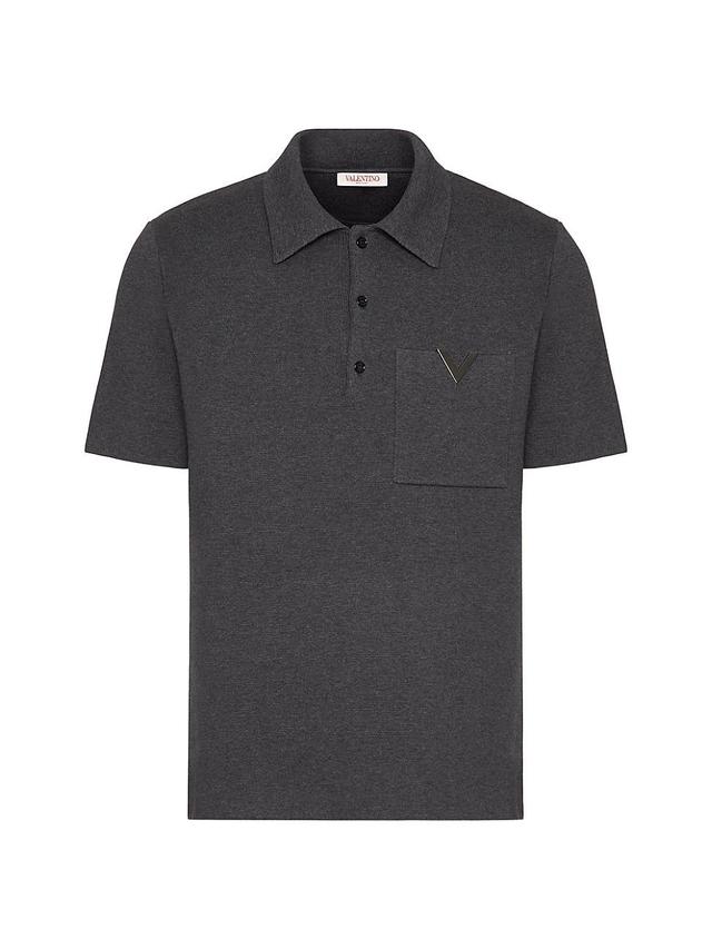 Mens Stretch Cotton Polo Shirt with Metallic V Detail Product Image