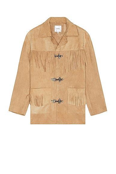 Found Suede Fringe Jacket in Brown Product Image