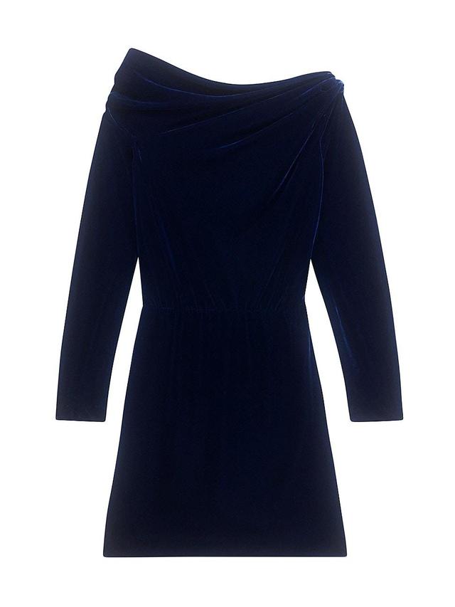 Womens Velvet Draped Long-Sleeve Minidress Product Image