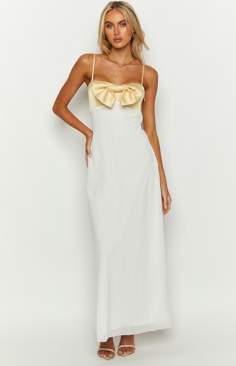 Honeydew Yellow Bow Maxi Dress Product Image