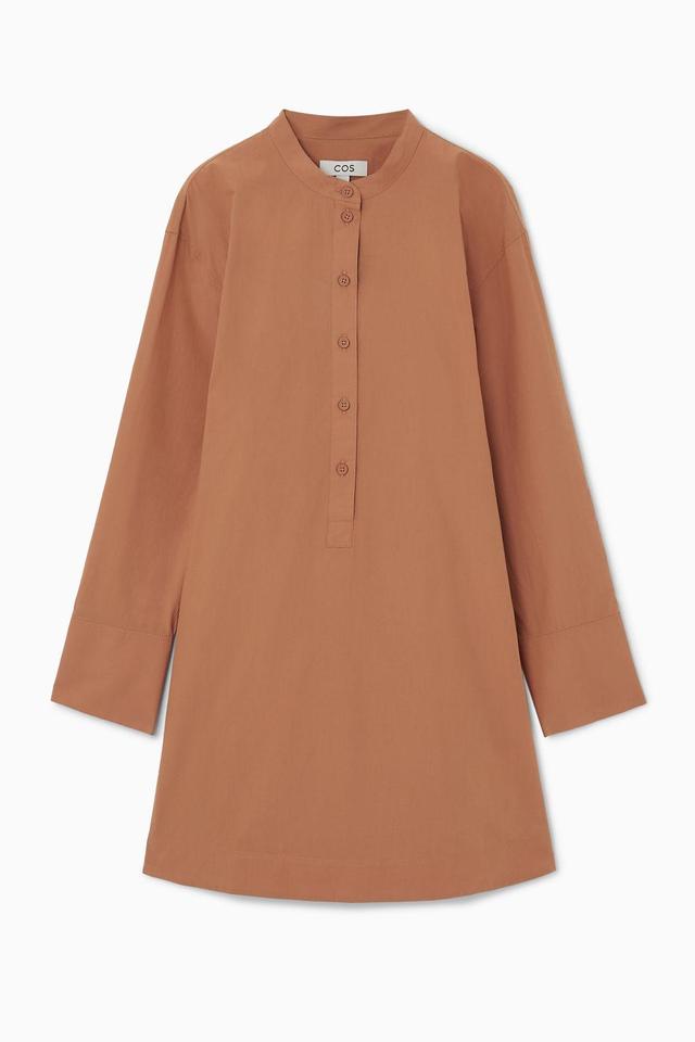 COLLARLESS MINI SHIRT DRESS Product Image