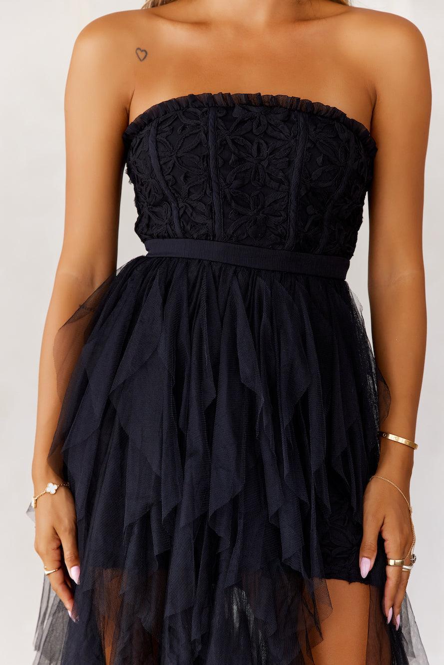 All The Attention Tulle Maxi Dress Black Product Image