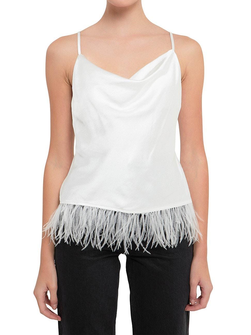 Endless Rose Feather Hem Satin Camisole Product Image