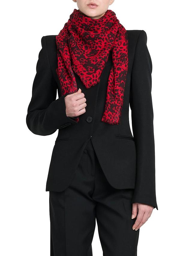 Womens Leopard Skull Wool Scarf Product Image