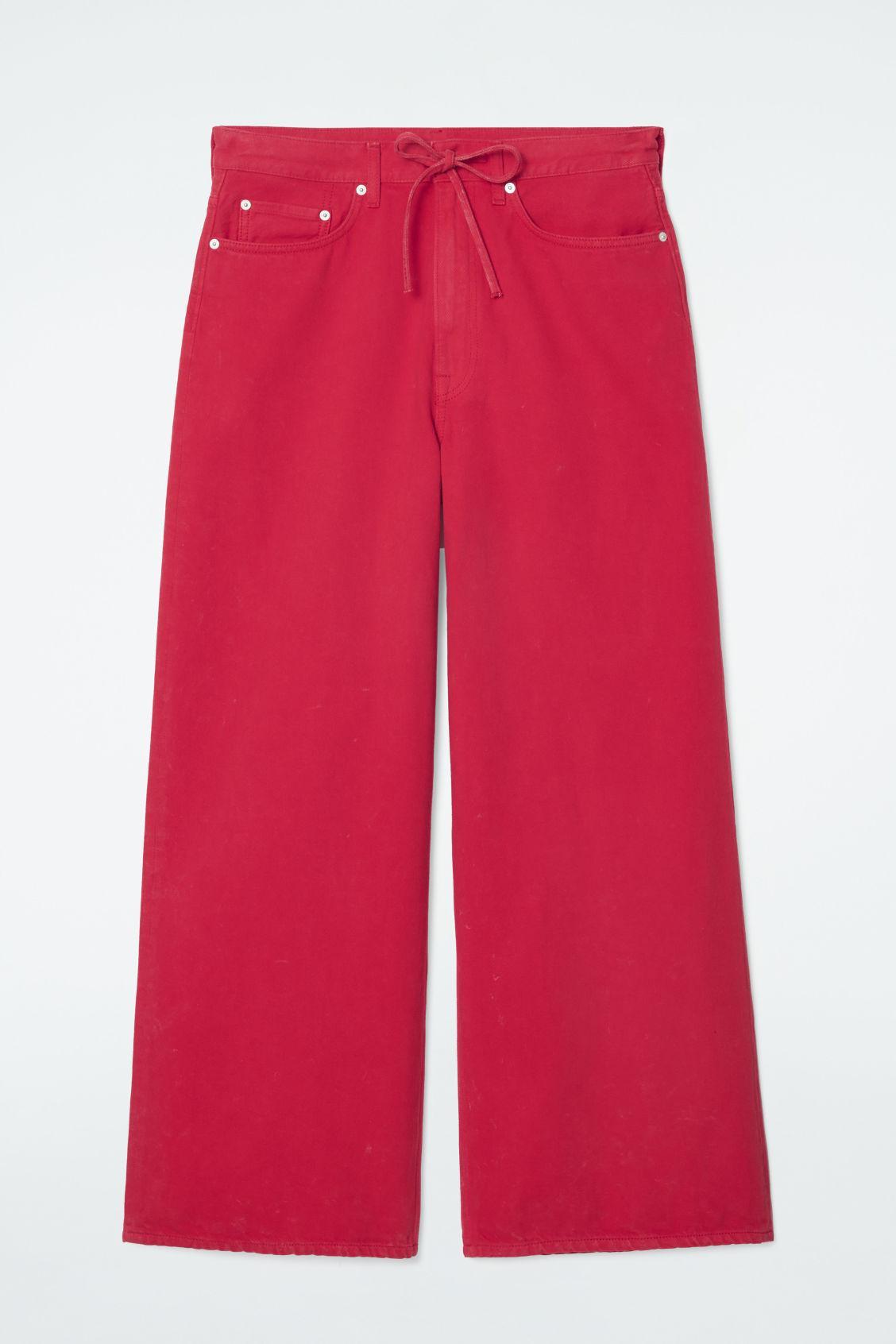 EXTRA WIDE-LEG DRAWSTRING DENIM PANTS Product Image