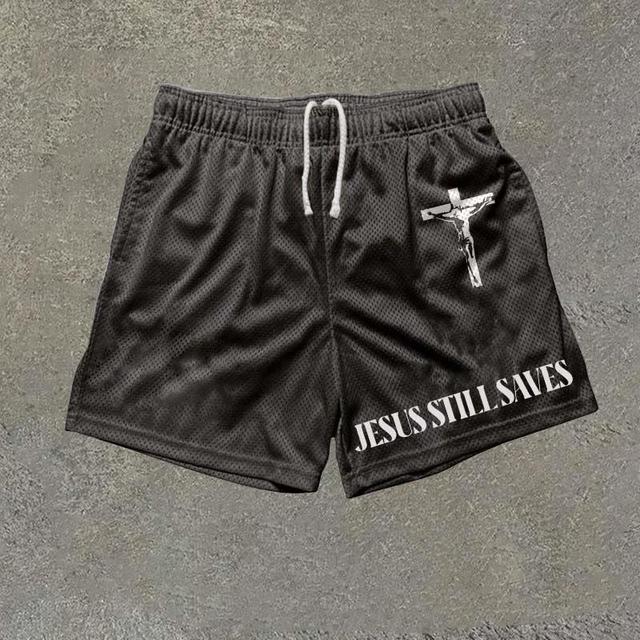 Sopula Jesus Still Saves Print Mesh Shorts Product Image