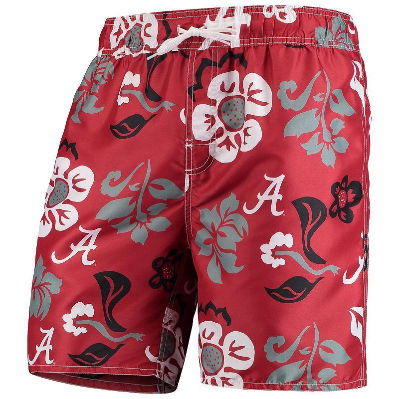 Mens Wes & Willy Crimson Alabama Crimson Tide Floral Volley Swim Trunks Product Image