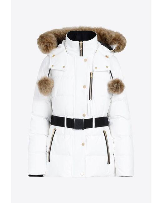 Moose knuckles Womens Gold Cambria White Parka with Natural Shearling Female Product Image