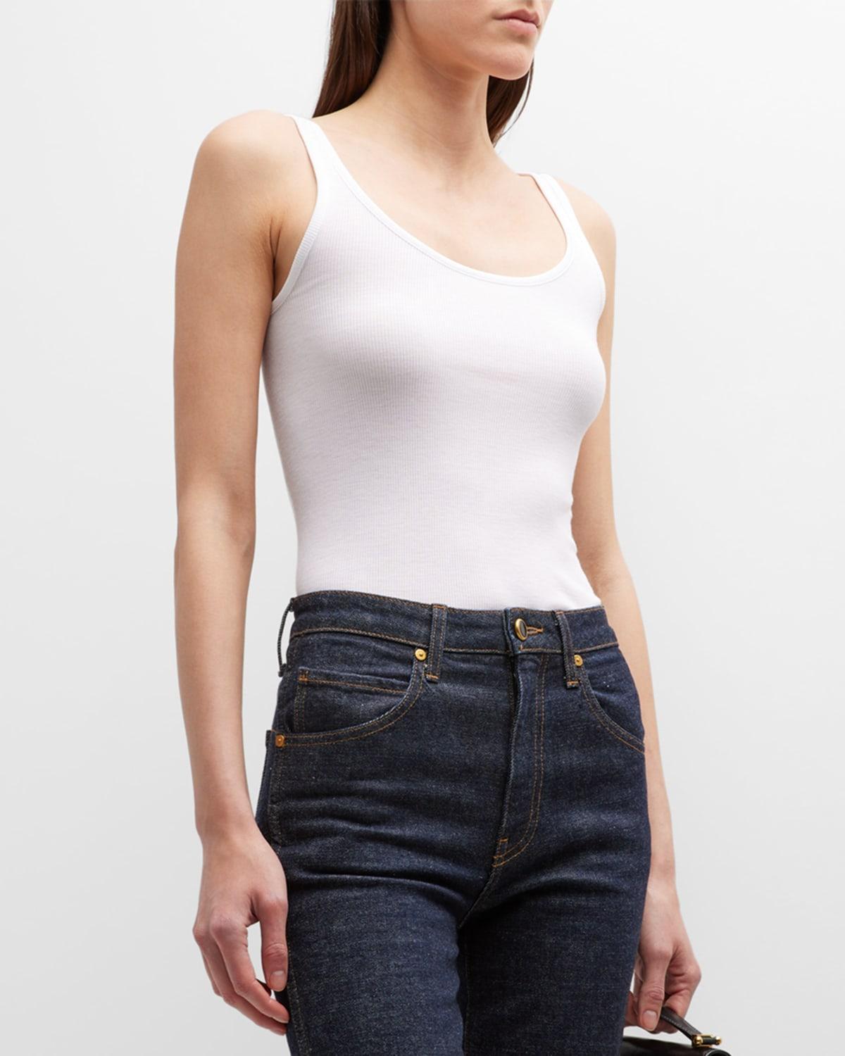 Womens Rib-Knit Cotton-Blend Tank Top Product Image