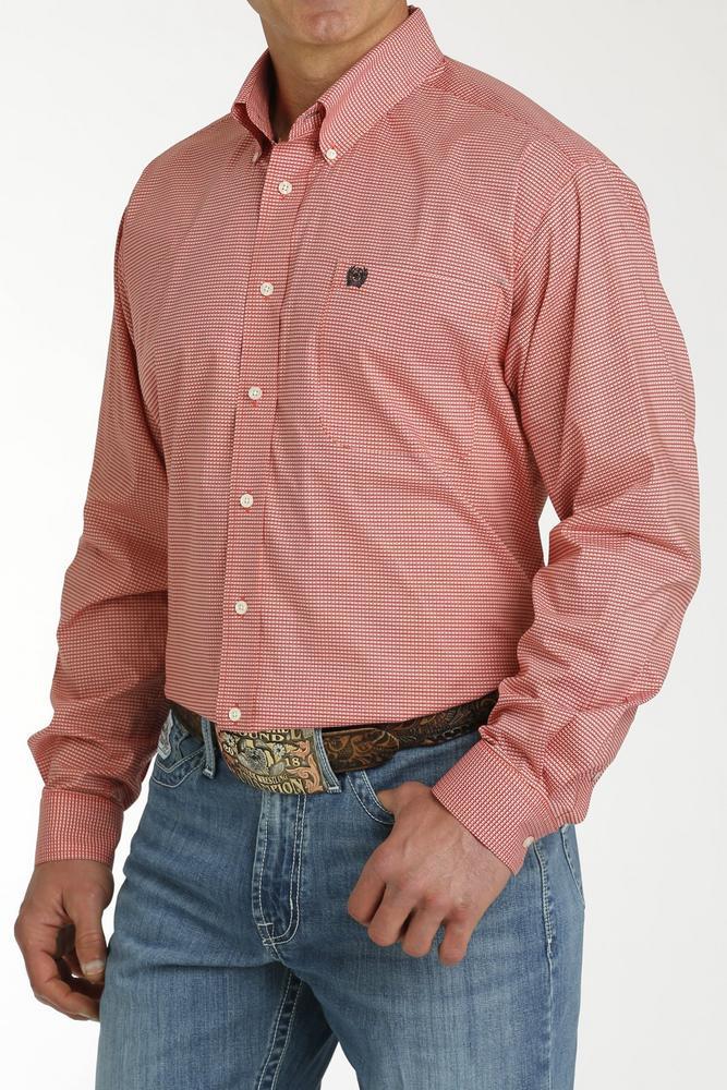 Cinch® Men's L/S Red Geo Print Button Shirt Product Image