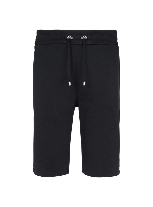 Cotton shorts with flocked Balmain Paris logo Product Image