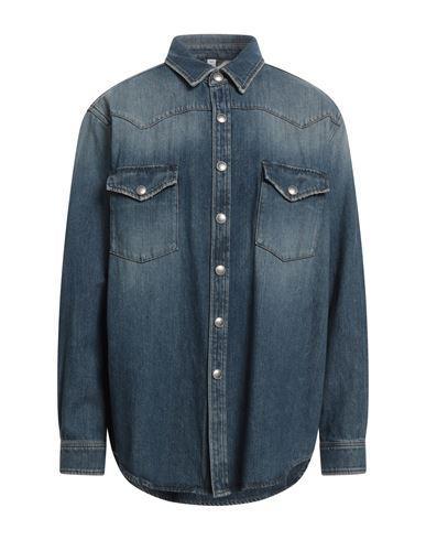 BURBERRY Man Denim Shirt Blue Size L Cotton Product Image