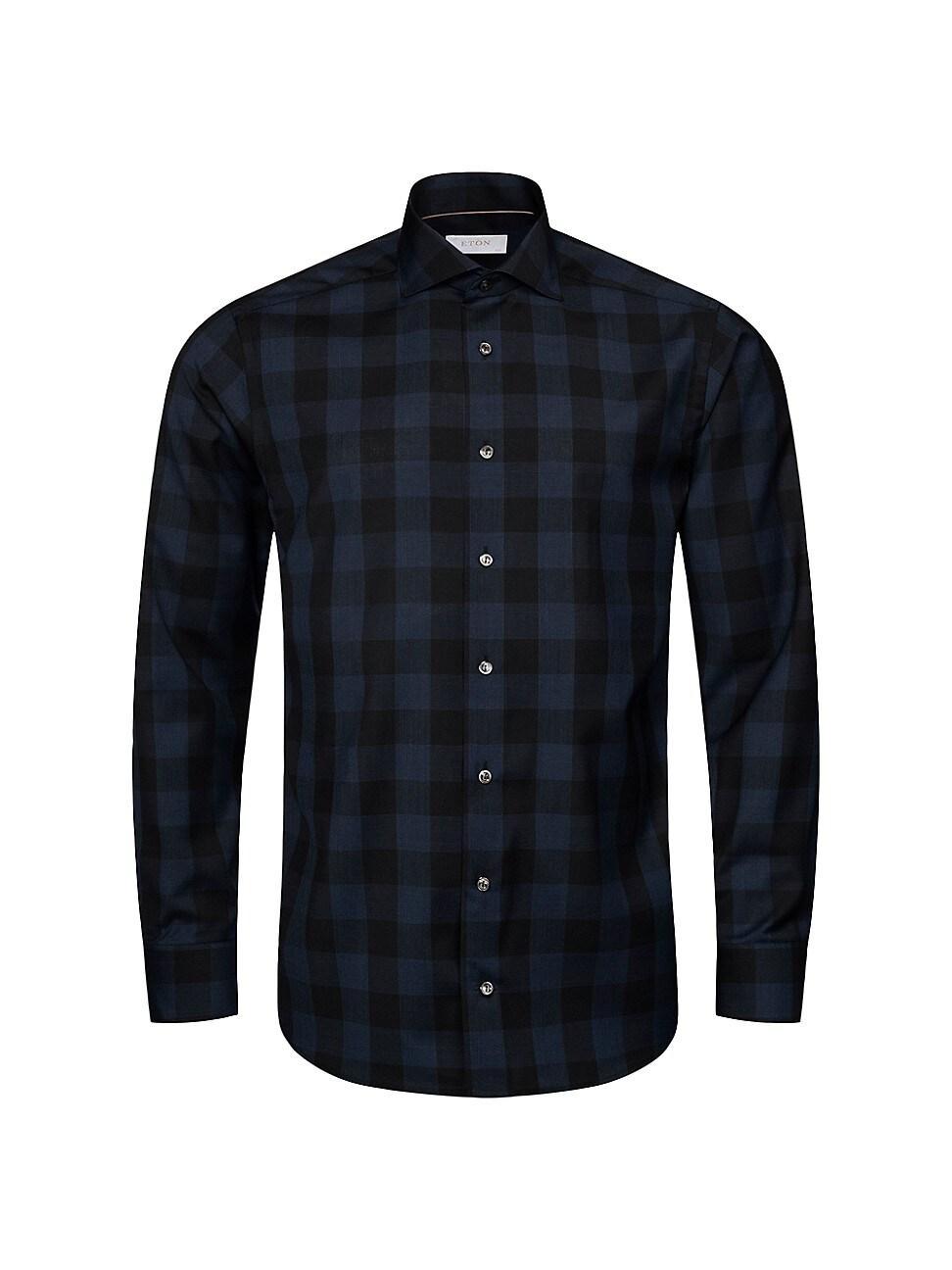 Mens Micro-Check Wool Button-Front Shirt Product Image