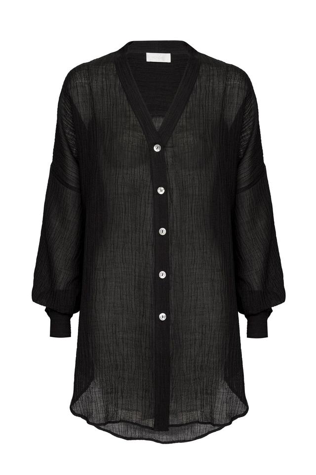 Barcelona Tunic - Black Crinkle Linen Product Image