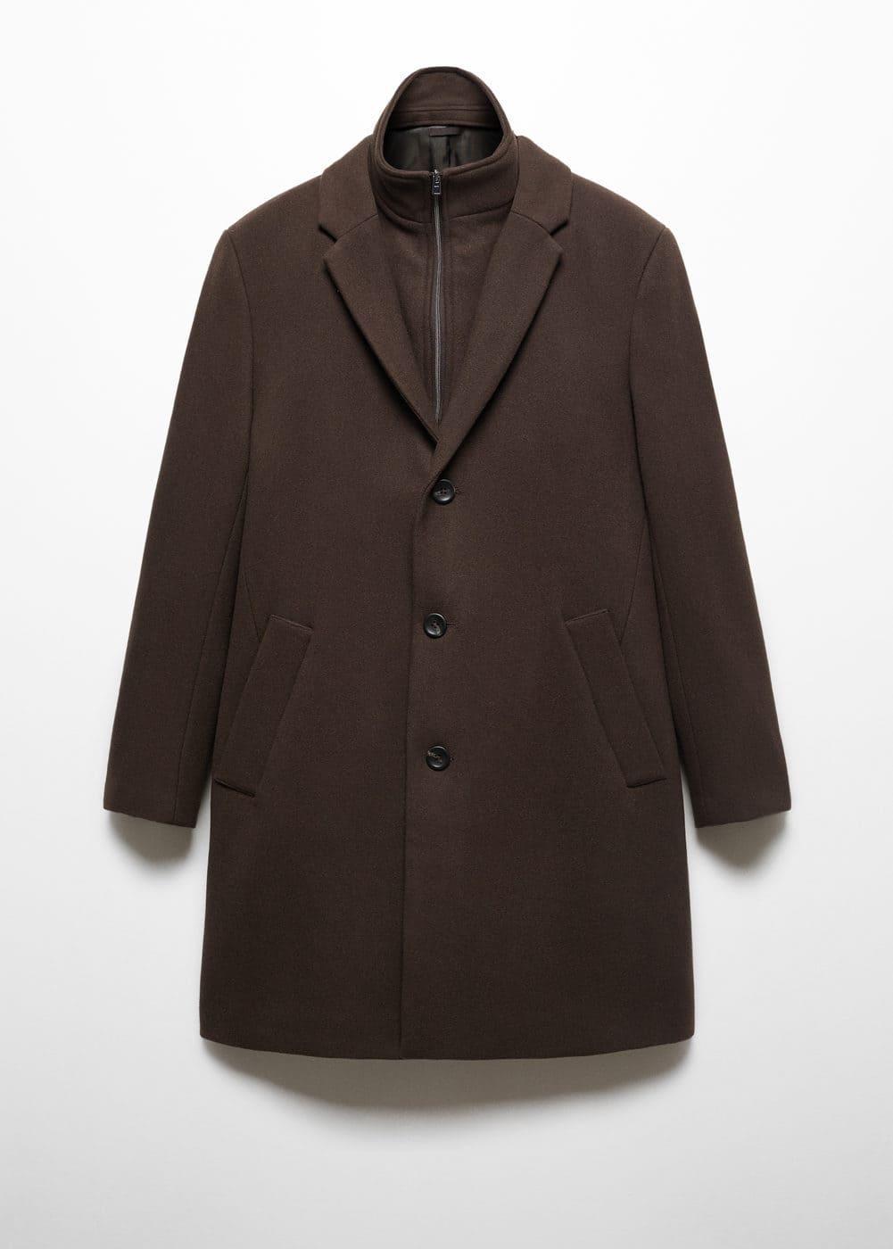 MANGO MAN - Wool coat with detachable collar brownMen Product Image