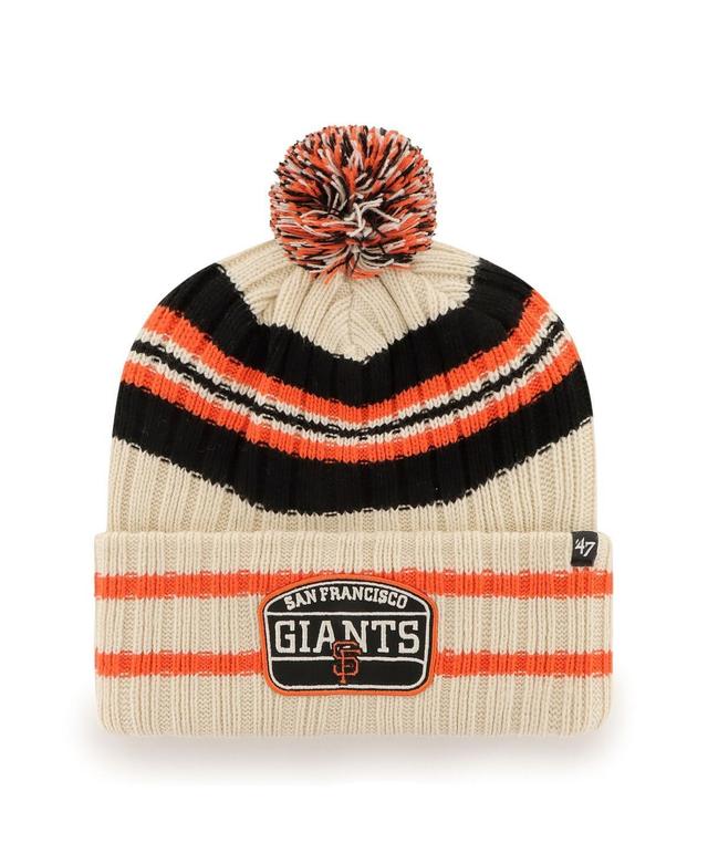 Mens 47 Natural San Francisco Giants Home Patch Cuffed Knit Hat with Pom Product Image