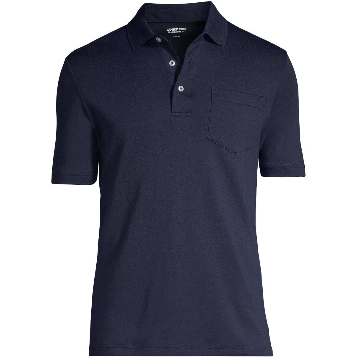 Lands End Mens Short Sleeve Cotton Supima Polo Shirt with Pocket Product Image