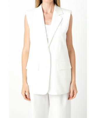 Womens Linen Oversize Vest Blazer Product Image