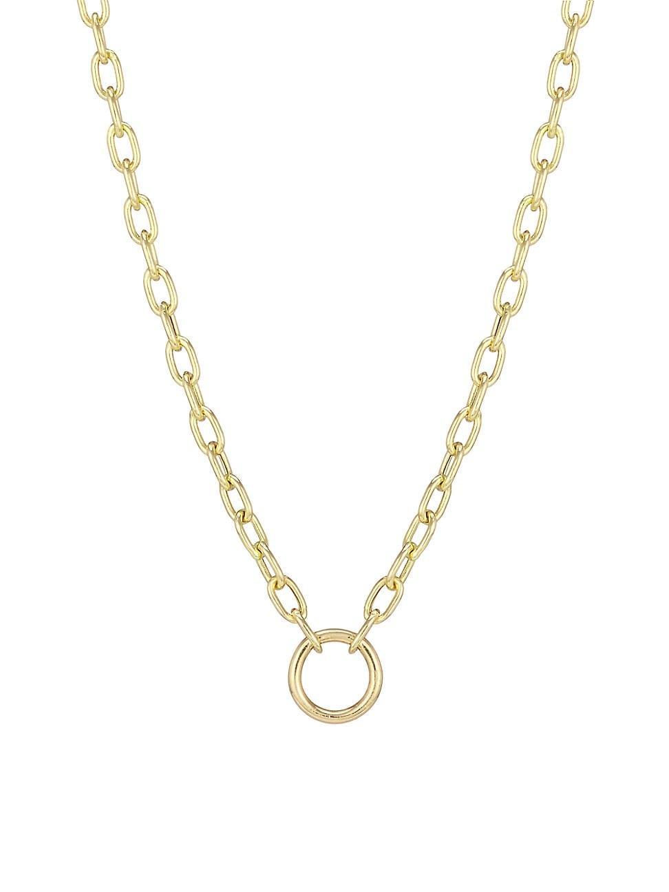 Womens Charmed 14K Yellow Gold Oval-Link Chain Necklace Product Image