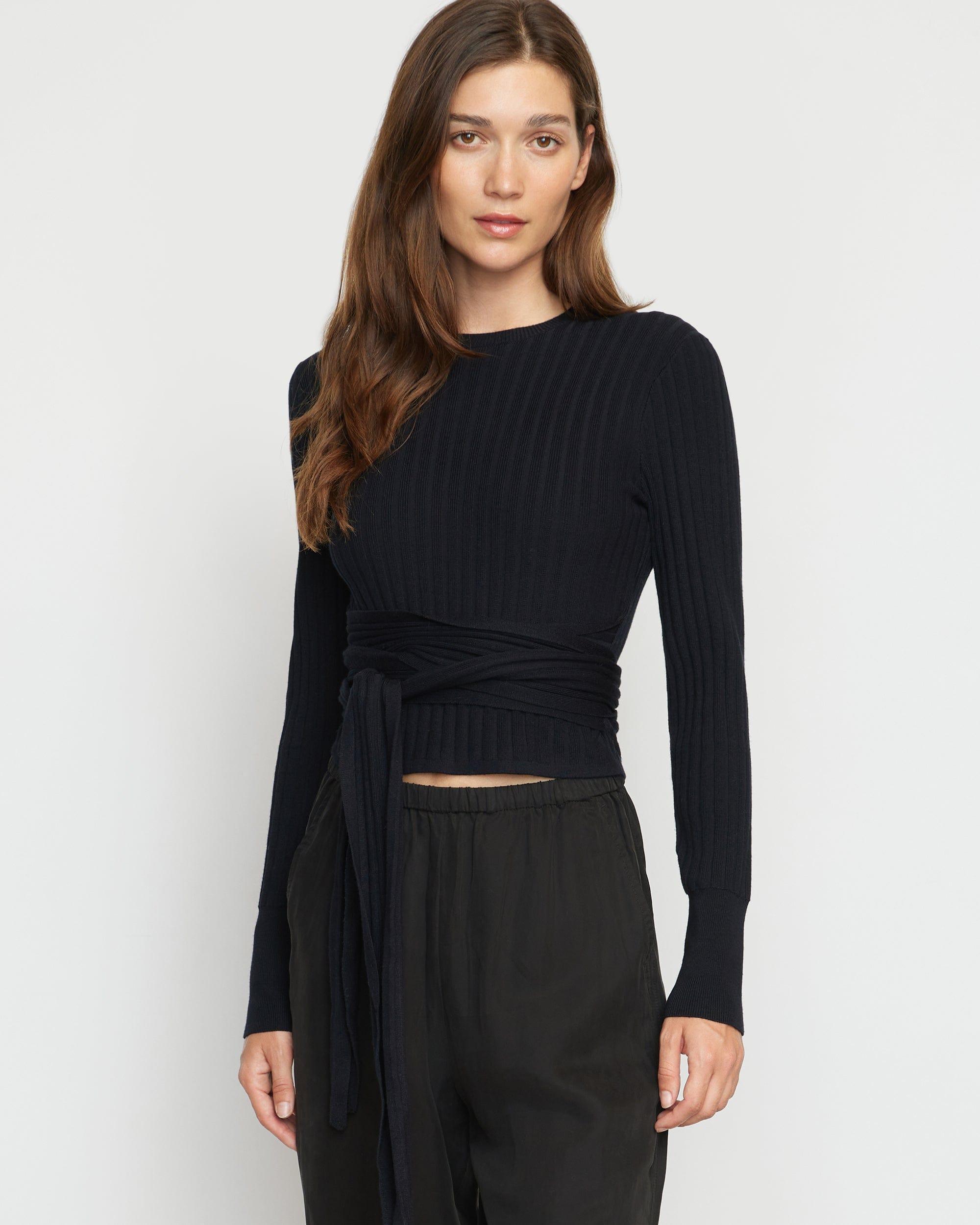 Deniza Tie-Front Ribbed Sweater Product Image