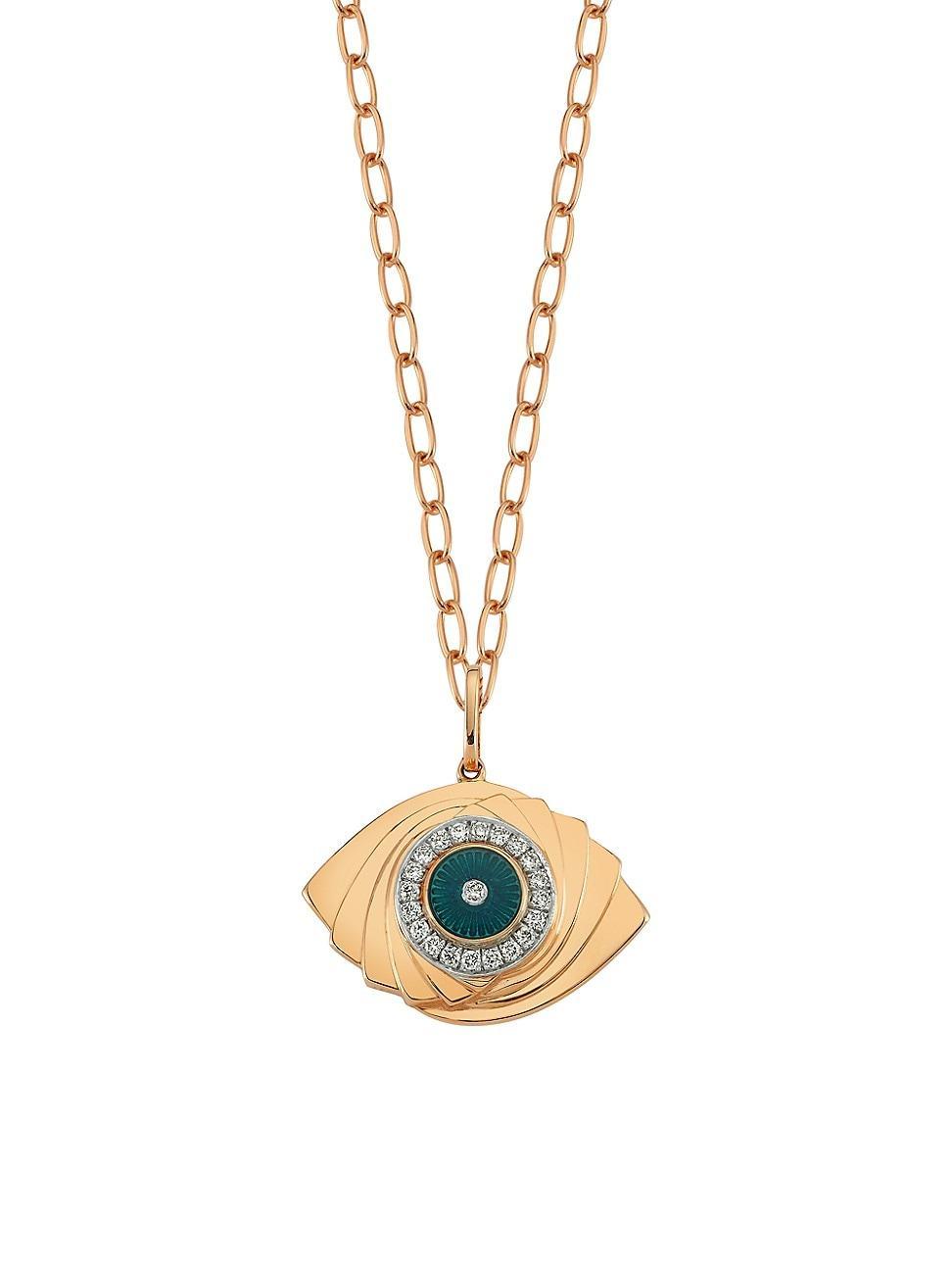 Womens Guardian Two-Tone 14K Gold & 0.2 TCW Diamond Evil Eye Pendant Necklace Product Image