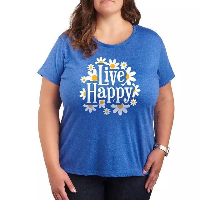 Plus Live Happy Daisies Graphic Tee, Womens Product Image