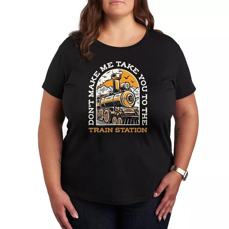 Plus Yellowstone Dont Make Me Graphic Tee, Womens Dark Grey Product Image