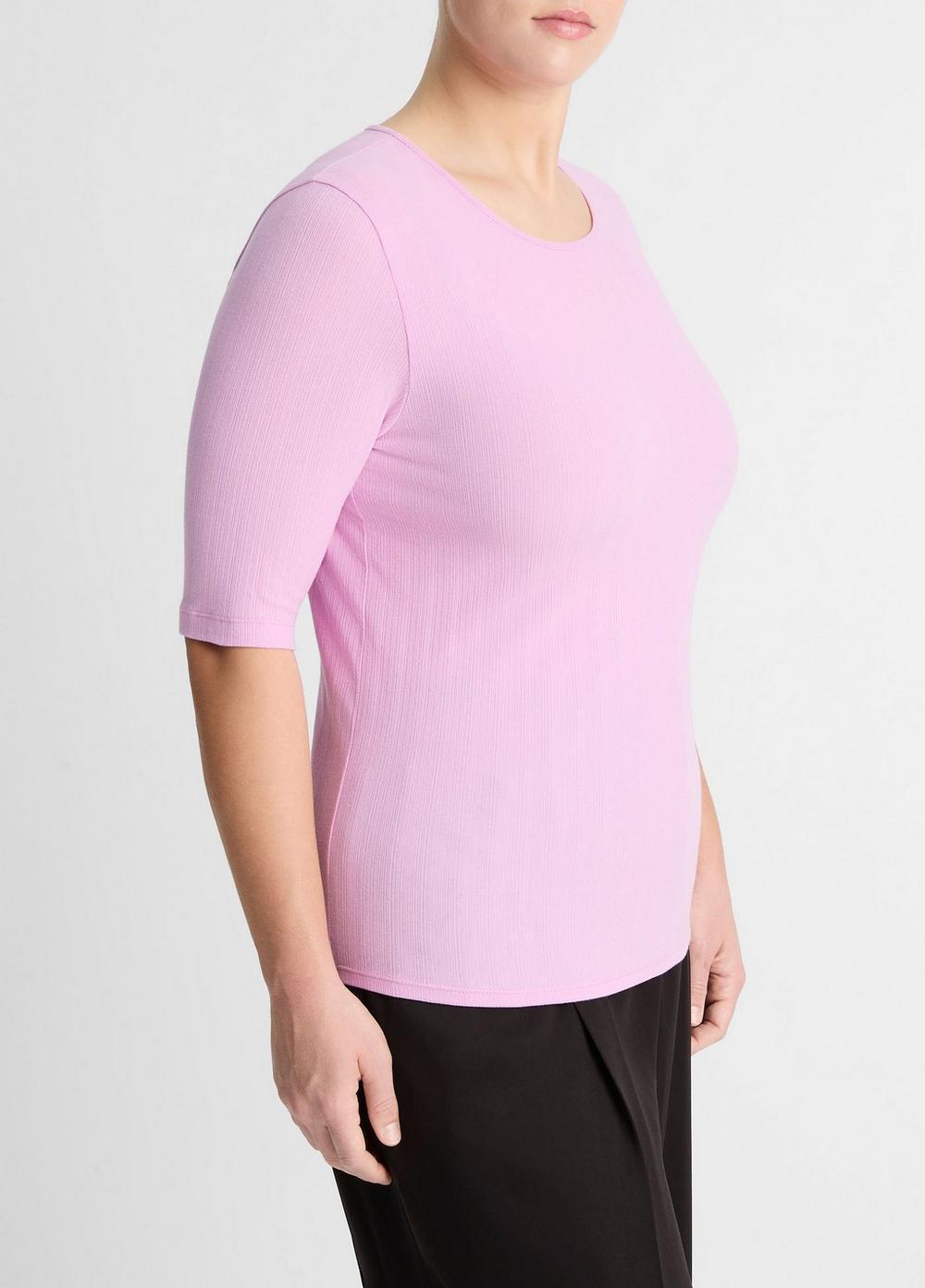 Elbow-Sleeve Crew Neck T-Shirt Product Image