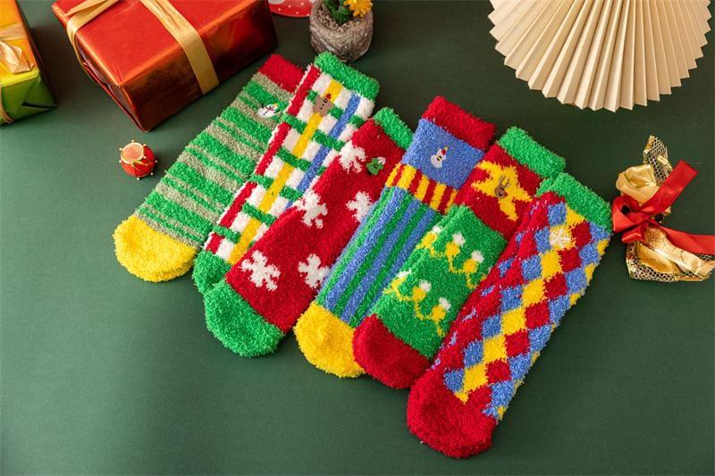 Christmas Color Block Fleece Socks Product Image