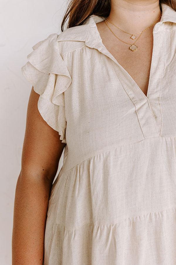 Newsworthy Style Linen-Blend Babydoll Dress In Stone Curves Product Image