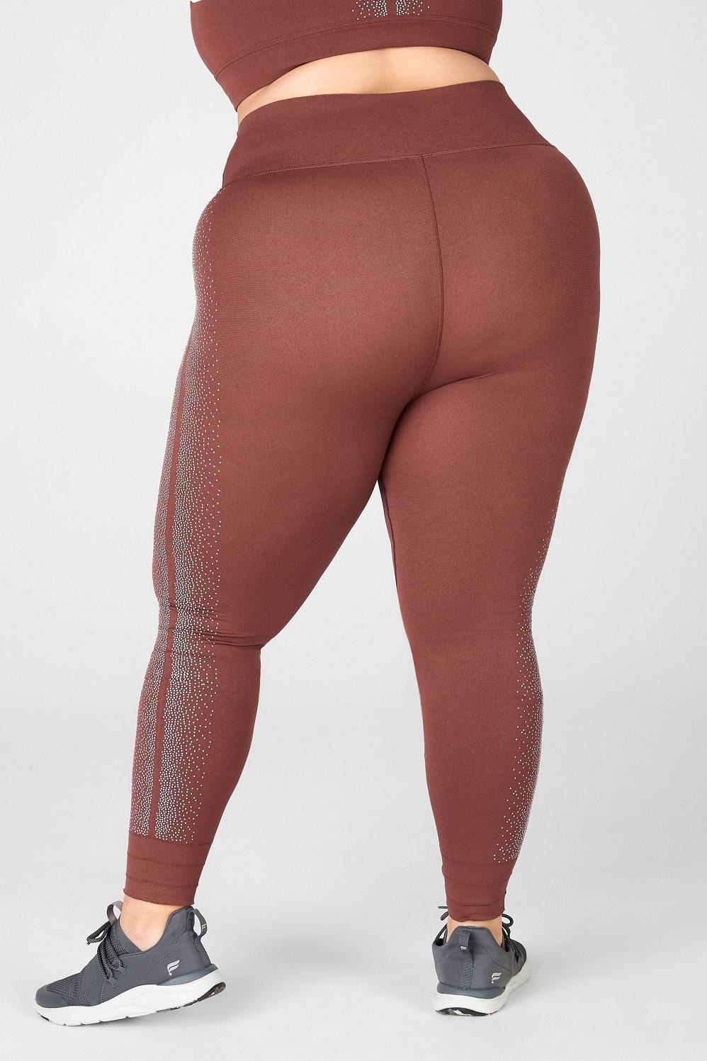 Fabletics High-Waisted Sculptknit Reflective Legging Womens Chestnut/Reflective Silver Size XS Product Image